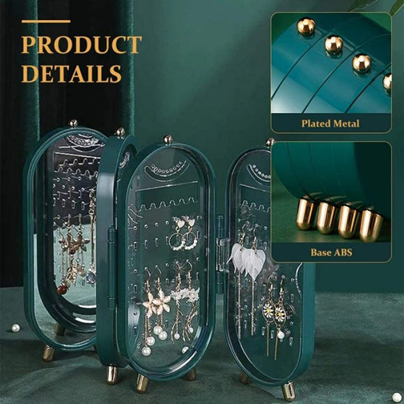4 Doors Foldable Jewelry Organizer With Mirror