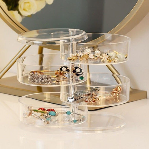4 Layer Transparent Rotating Jewelry Box