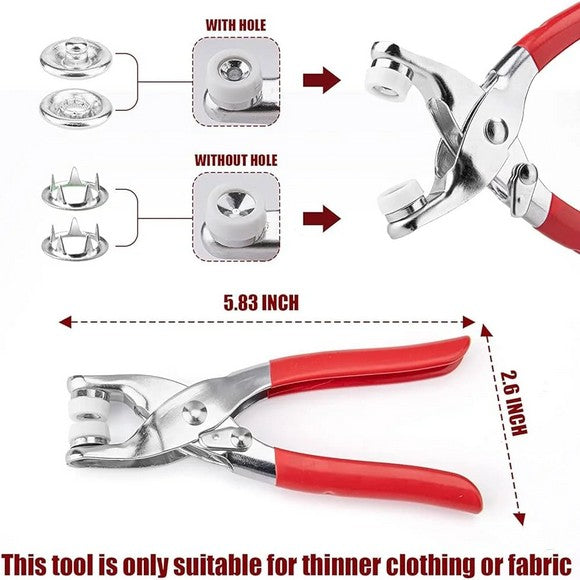 Metal Snap Button Set With Hand Pressure Plier