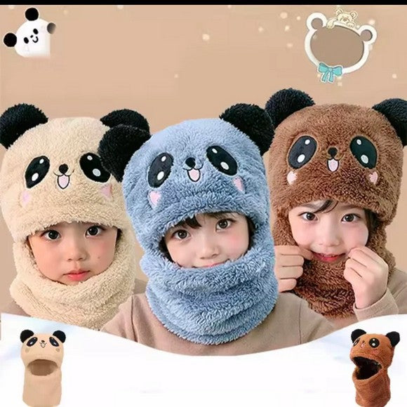 Panda winter Fleece Baby Cap set
