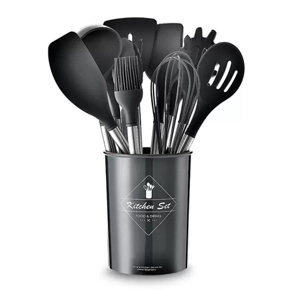 12 Pcs Silicone Cooking Utensils Set With Bucket