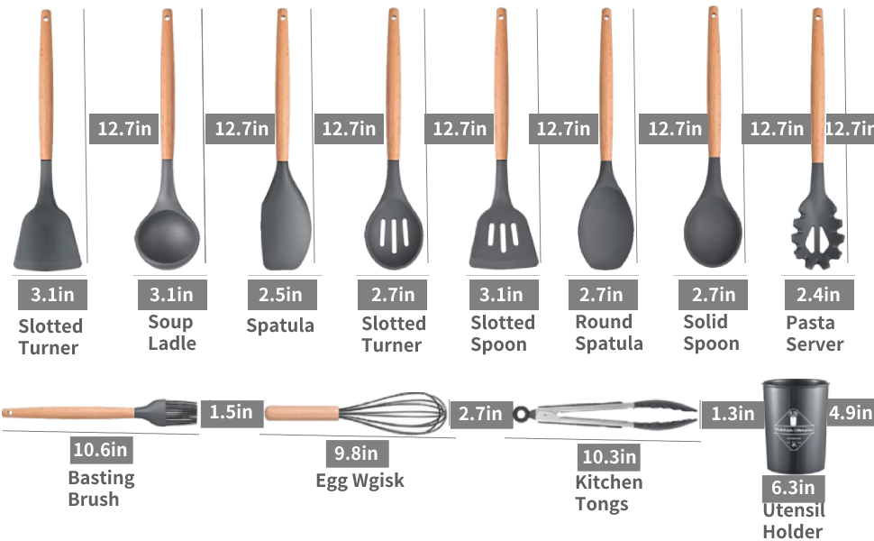 12 Pcs Silicone Cooking Utensils Set With Bucket