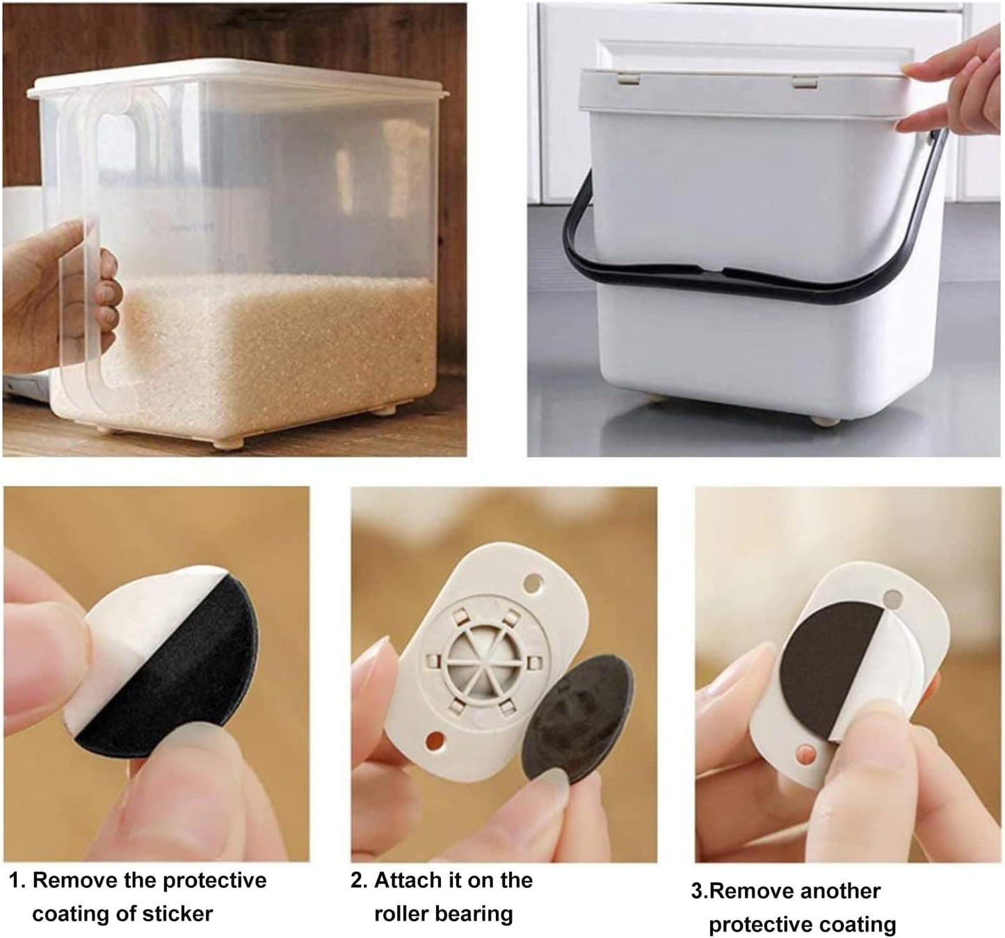 Self Adhesive Caster Wheels,Stainless Steel Mini Swivel Caster Wheels with 360 Degree Rotation Sticky Pulley for Furniture Storage Boxes