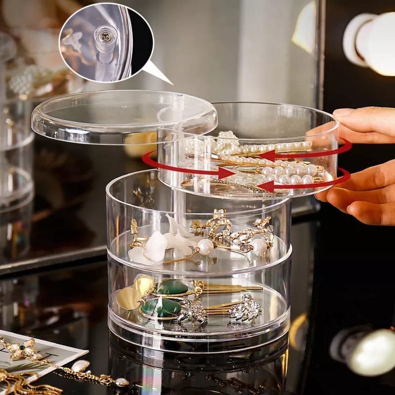 3 Layer Transparent Rotating Jewelry Box