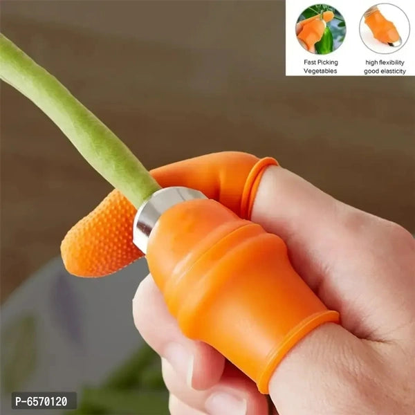 Thumb Knife Finger Silicone Thumb Cutter-Kitchen Set Knife,(pack of 2)Finger Thumb Cutter Silicone Kitchen Use,Quickly Cutting Protector Fruit And Vegetable Picker (Stainless Steel,)