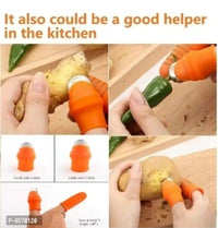 Thumb Knife Finger Silicone Thumb Cutter-Kitchen Set Knife,(pack of 2)Finger Thumb Cutter Silicone Kitchen Use,Quickly Cutting Protector Fruit And Vegetable Picker (Stainless Steel,)