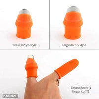 Thumb Knife Finger Silicone Thumb Cutter-Kitchen Set Knife,(pack of 2)Finger Thumb Cutter Silicone Kitchen Use,Quickly Cutting Protector Fruit And Vegetable Picker (Stainless Steel,)