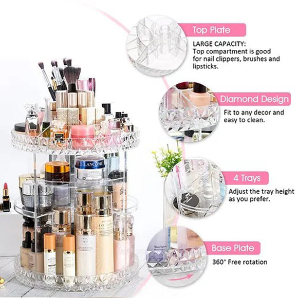 360 Acrylic Rotating Makeup Organizer