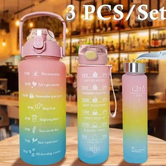 3 Pcs Motivational Water Bottle Set - Random