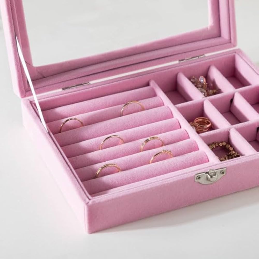 Jewelry Organizer Display Storage Box & Glass