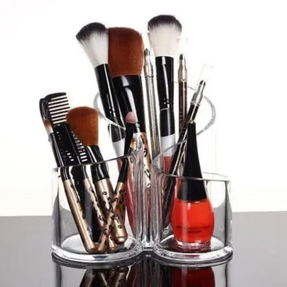 Transparent 3 Grid Makeup Brush Holder