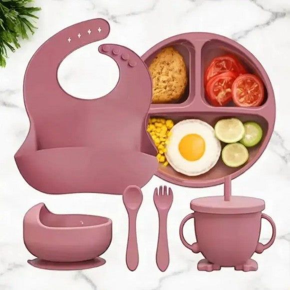 6pcs Silicone Baby Cutlery Feeding Set