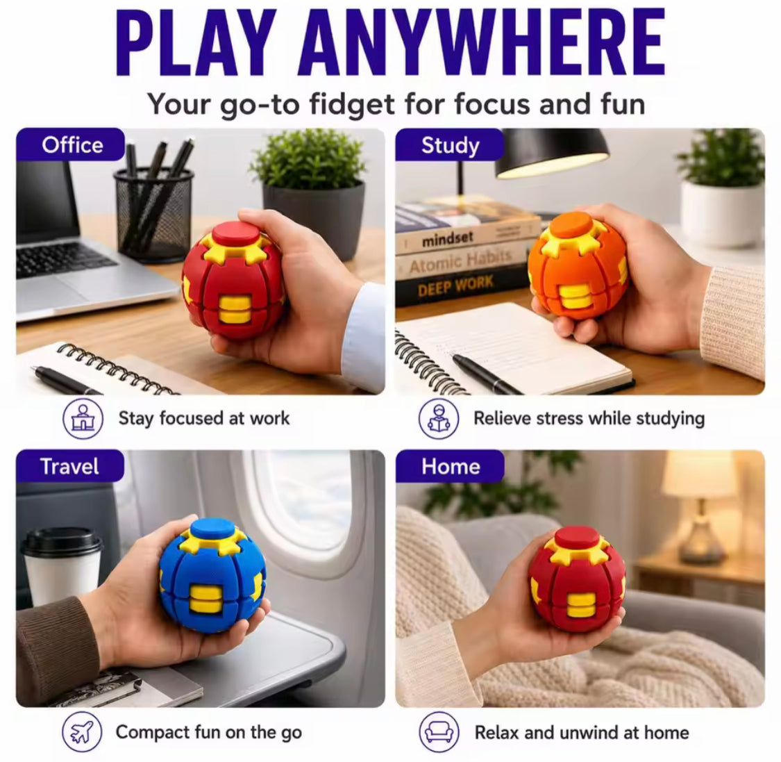 Press & Spin 3D Spinning Fidget Ball
