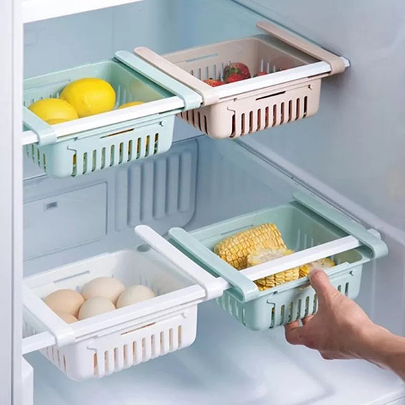 Pack of 4 Adjustable Fridge Storage Basket Food Organizer