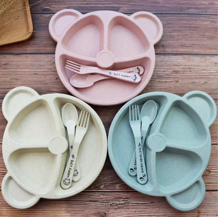 Cartoon Bear Shape Baby 5pcs Plate Set