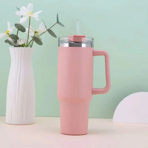 Double Wall Vacuum Tumbler with Lid Straw