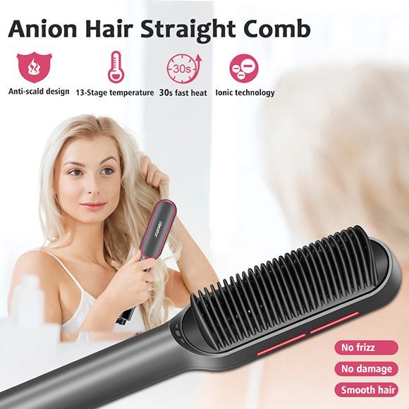 Electric Hair Straightener Brush Comb