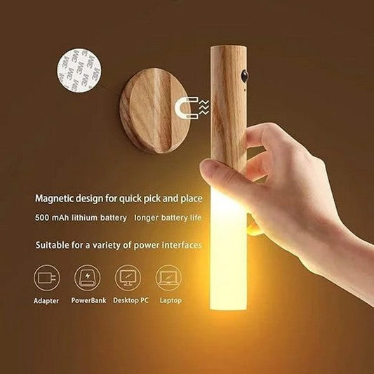 LED Wood Night Light Motion Sensor
