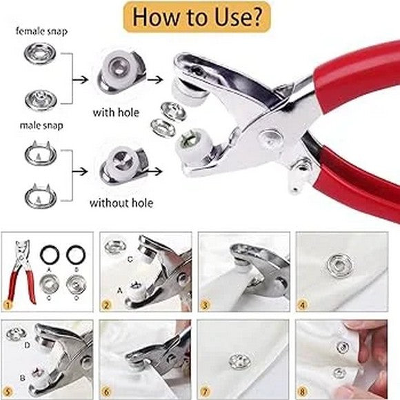 Metal Snap Button Set With Hand Pressure Plier