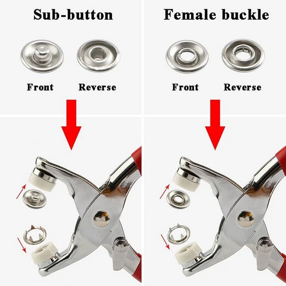 Metal Snap Button Set With Hand Pressure Plier