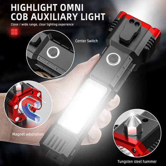 Multi-Function Emergency Hammer Flashlight