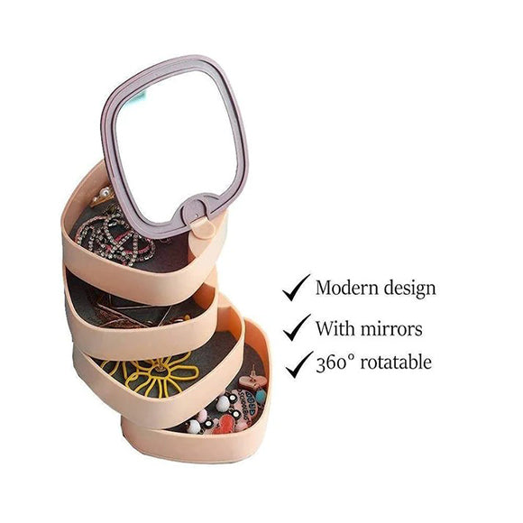 Multi Layer Rotating Jewelry Box With Mirror
