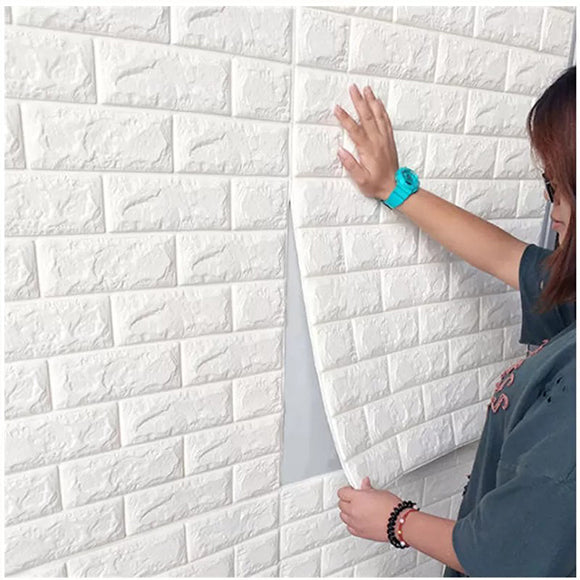 Pack of 4 PVC 3D Moistureproof Background Wall Brick Sheet (70×77 Cm)