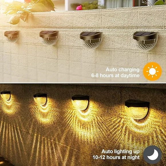 Pack Of 4 Waterproof Solar LED Wall Light Outdoor