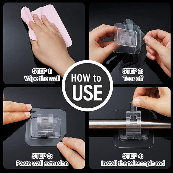 (Pack of 6) Self Adhesive Curtain Rod Hooks