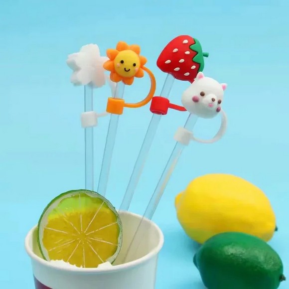 Set Of 2 Silicone Tumbler Straw Topper