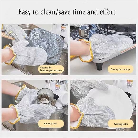 Steel Wire Dish Cleaning Gloves (Pair)